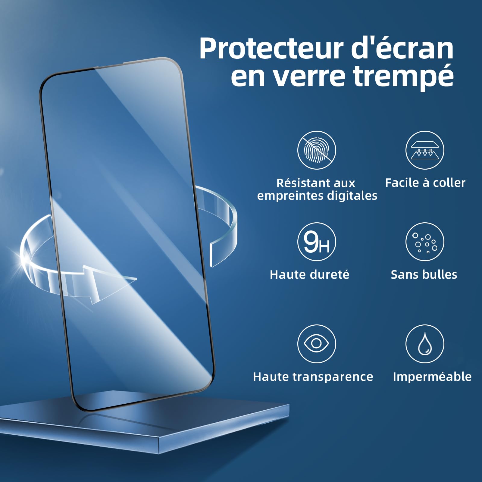 NEW'C 3 Sztuki, Pełny Pokrycie Ochraniacz Ekranu dla iPhone 16 Pro 6,3 cala [Automatyczna Instalacja], Czarna Krawędź, Folia ochronna ze szkła hartowanego, odporność na zarysowania