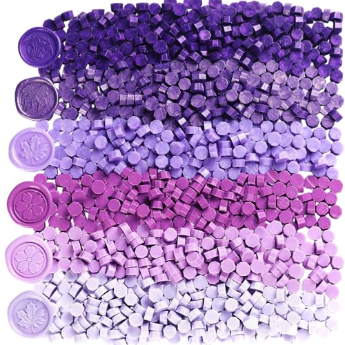 Image of 600pcs Purple Wax Seal Beads,6 Assorted Color Sealing Wax Beads Ideal for Wax Seal Stamp Wedding Letter Envelope Decor Wine Bottle Wax Sealing (Purple Series)