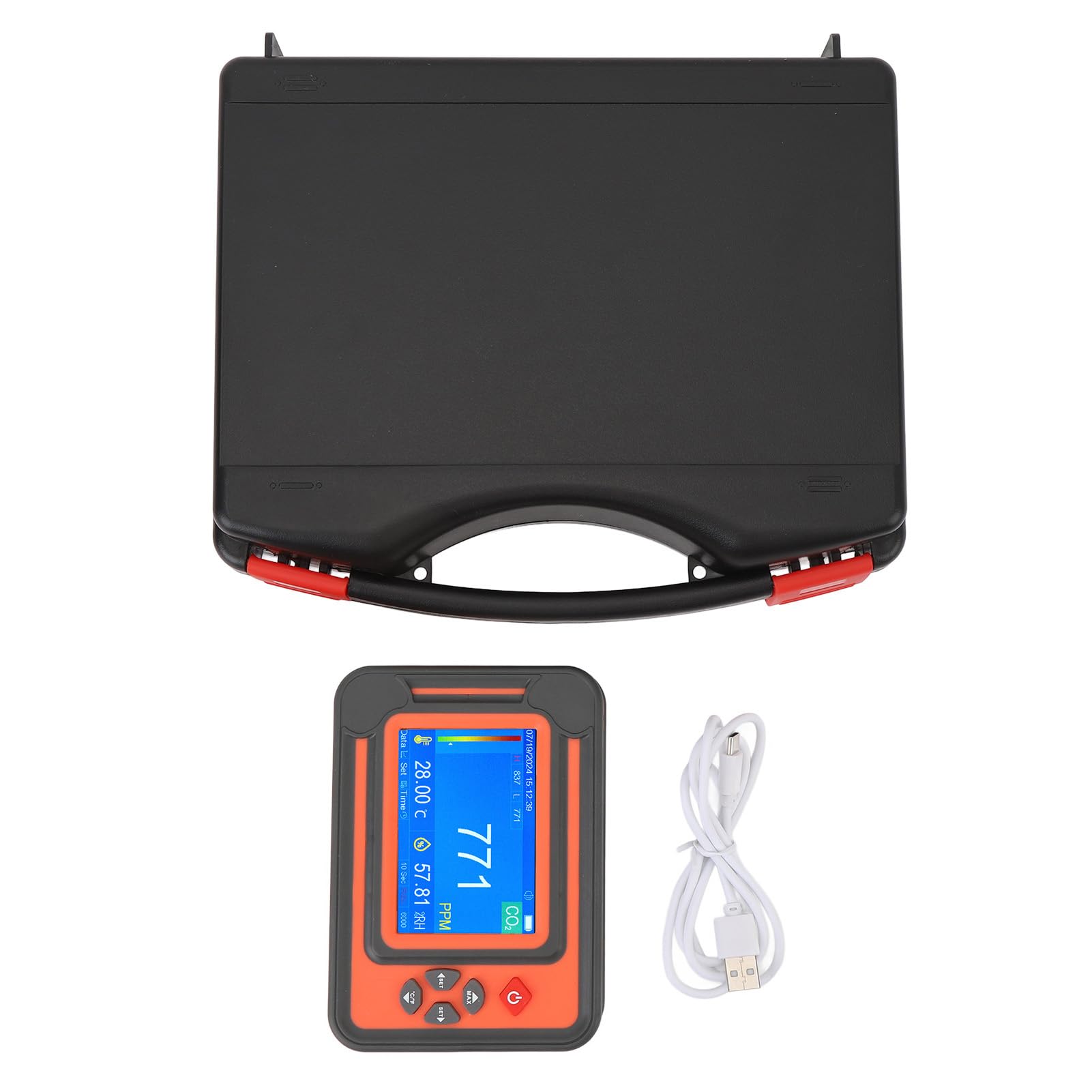 CO2 Detector, Carbon Dioxide Meter with Temperature Humidity Sensor Portable CO2 Monitor for Wine Cellars Planting Tents (Red)-image-23