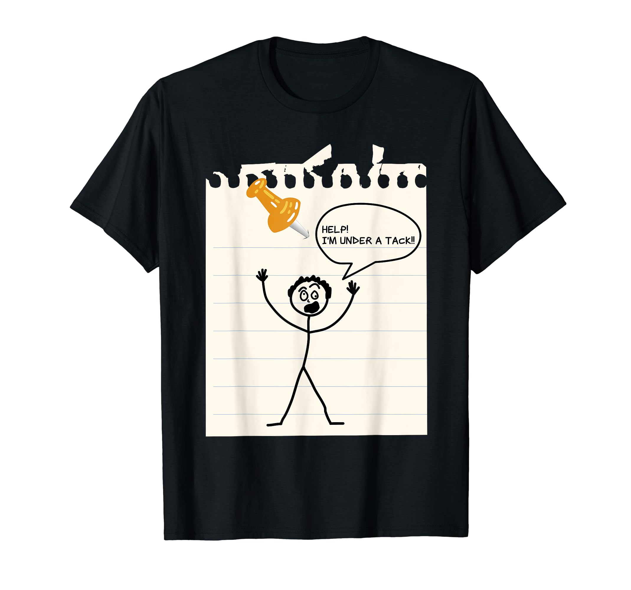 Stick Man Silly StuffBlack Short Sleeve T-Shirt for Men - Stick Figure Under A TackOEKO-TEX STANDARD 100