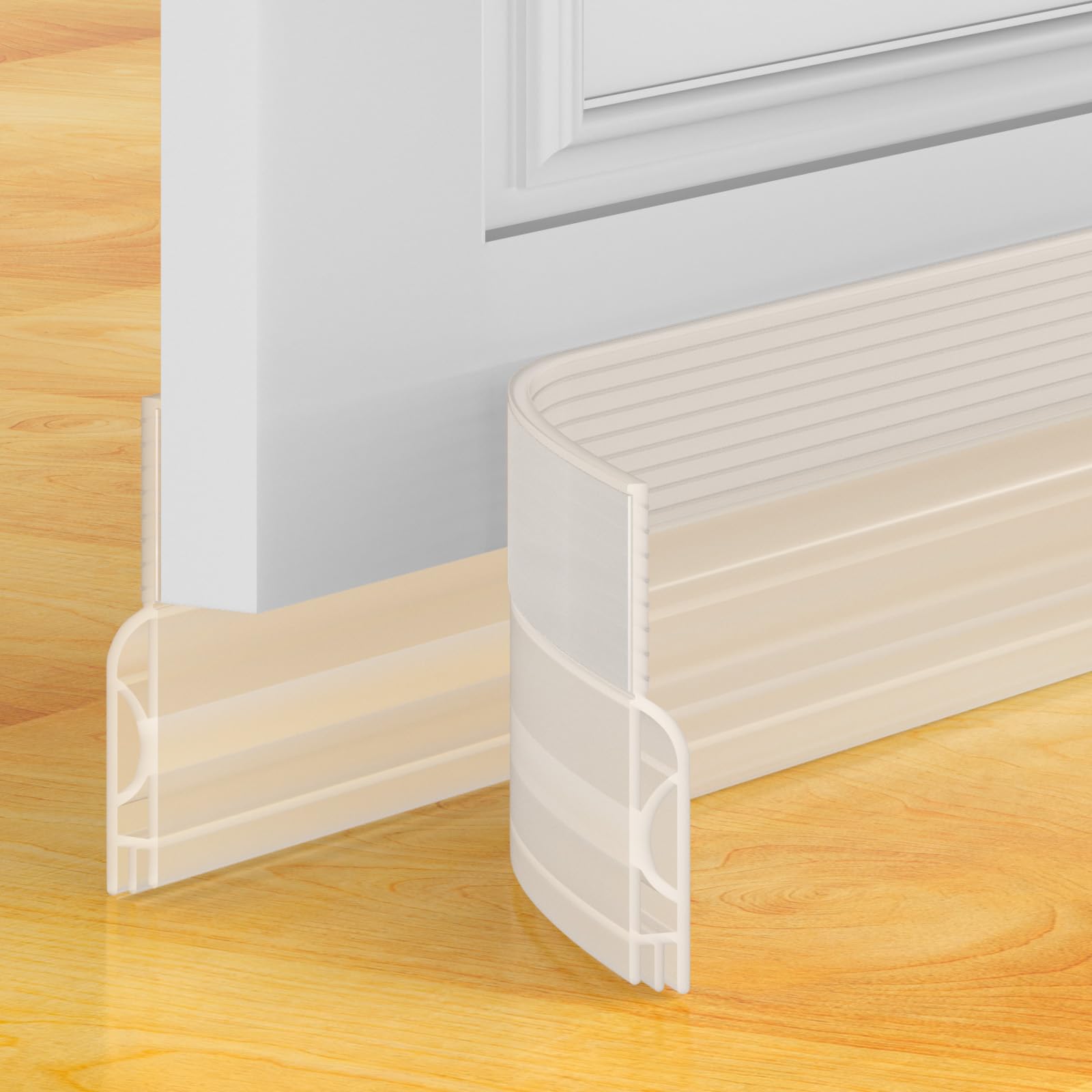 Door Draft Stopper, Door Sweep for Bottom of Door, Weather Stripping Door Seal Gap Filler Bottom Blocker Soundproof Cold Air Insulation Save Energy Installs Quickly and Easily (Transparent, 78‘’)