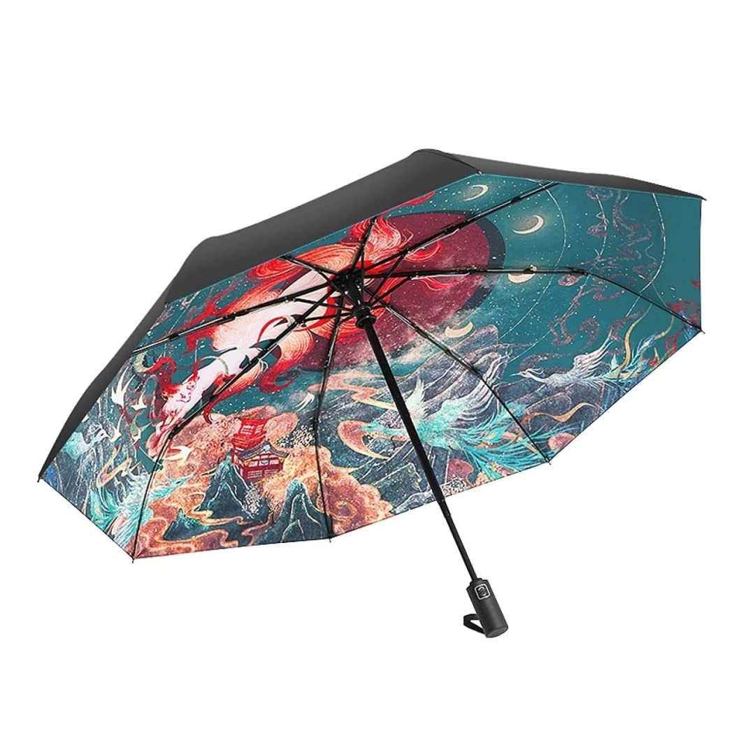 Parasol Damski Składany Parasol Parasol W Pełni Automatyczny Parasol Damski Krem ​​do Opalania Ochrona Przed Promieniowaniem UV Słońce I Deszcz Parasolka Kobieca