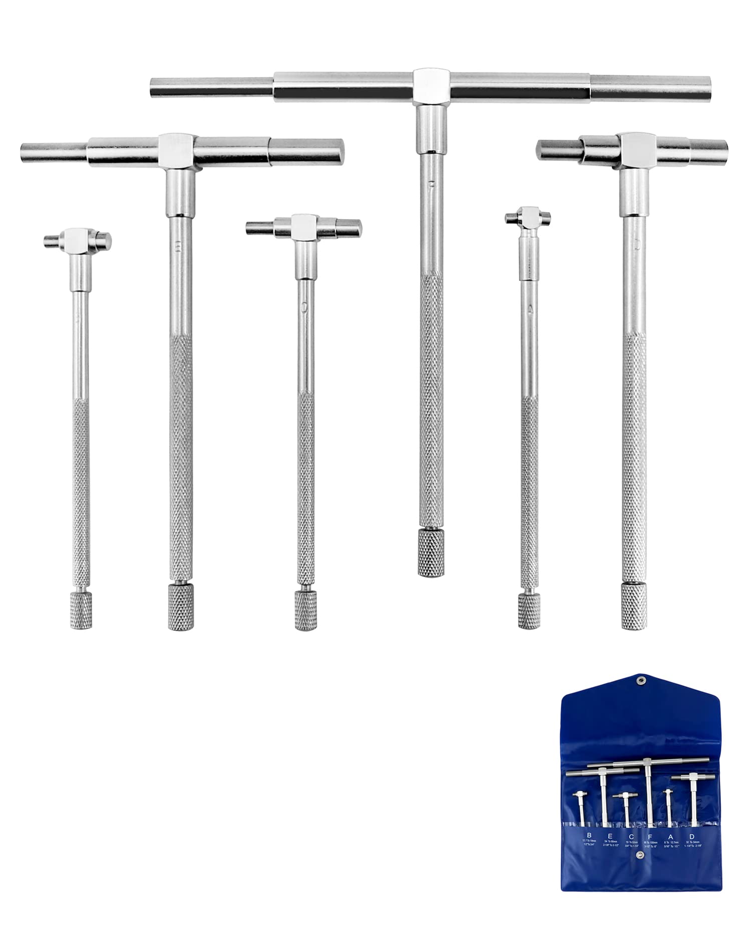 QWORK® Calibro Telescopico 8mm - 150mm Calibro Interno Set, Truschino Falegname, 6 Pezzi