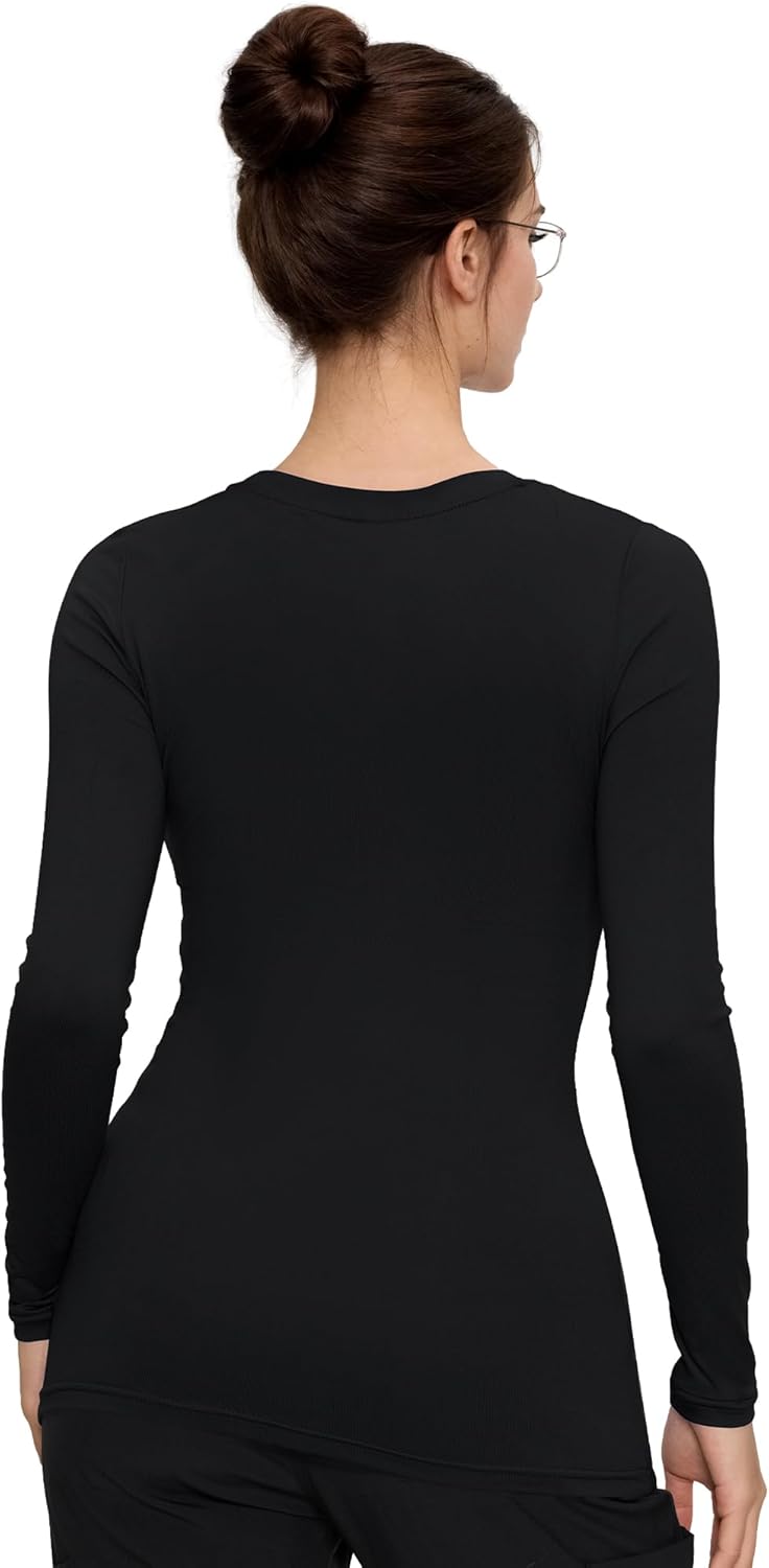 3 Pack Scrub Undershirts Long Sleeve Women, Comfortable Underscrub for Nurse High Crew Neck