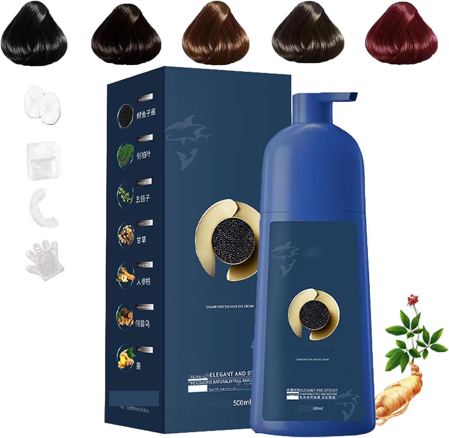 Qiweitang Hair Dye Shampoo Black Brown, Qiweitang Hair Color Shampoo, Zhihuashi Caviar Protein Hair Dye, Plant-Based Hair Coloring Cream, Natural Plant Hair Dye for Grey Hair (Black Brown, 1)