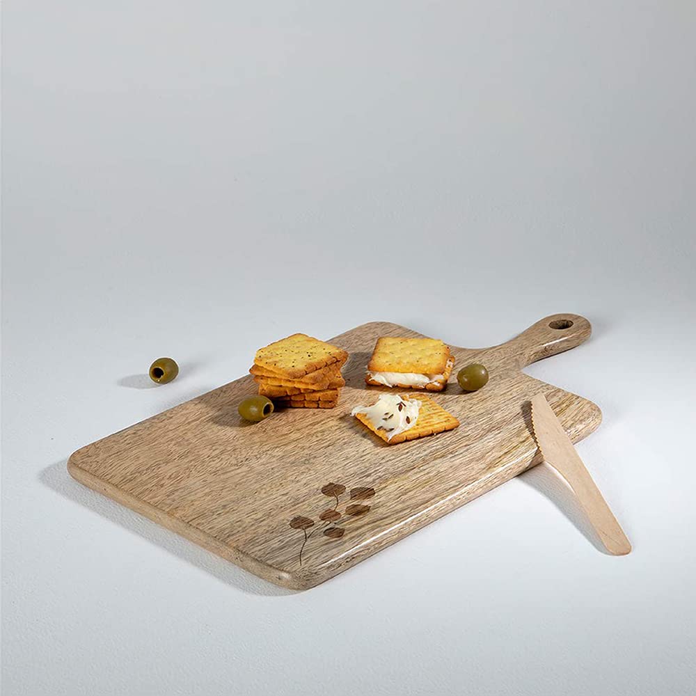 Ellementry Leafy Twig Wooden Chopping Board | Vegetable Cutting Board for Kitchen | Chopping Cutting Board for Kitchen Vegetables, Fruits & Cheese|Recyclable, Biodegradable, BPA Free,| Eco-Friendly