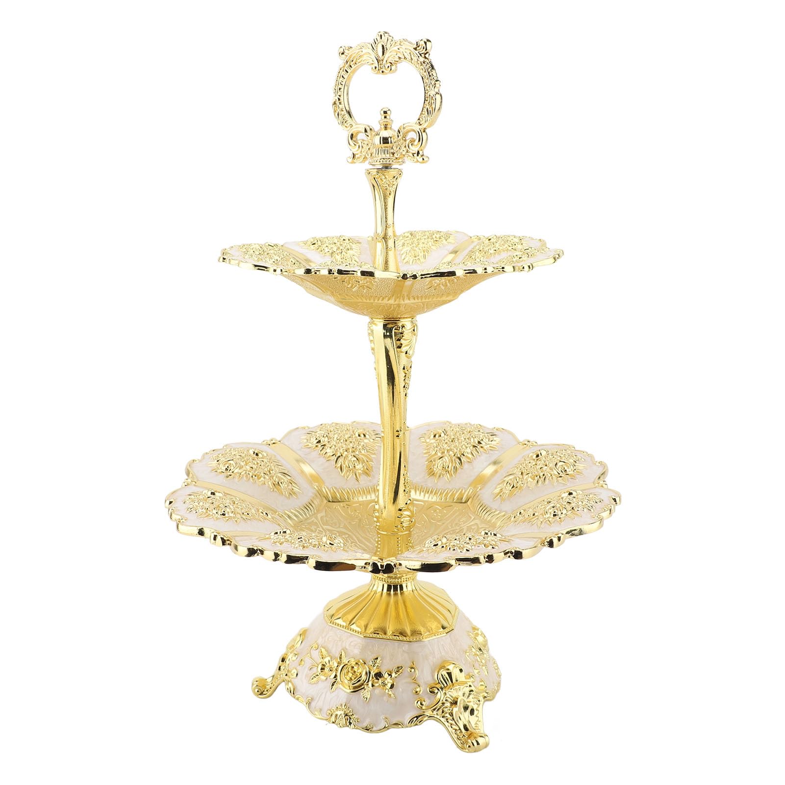 Hidyliu Alzata per Cupcake Elegante Espositore per Torta a 2 Livelli per Feste di Matrimonio in Lega Oro Argento (Oro bianco)