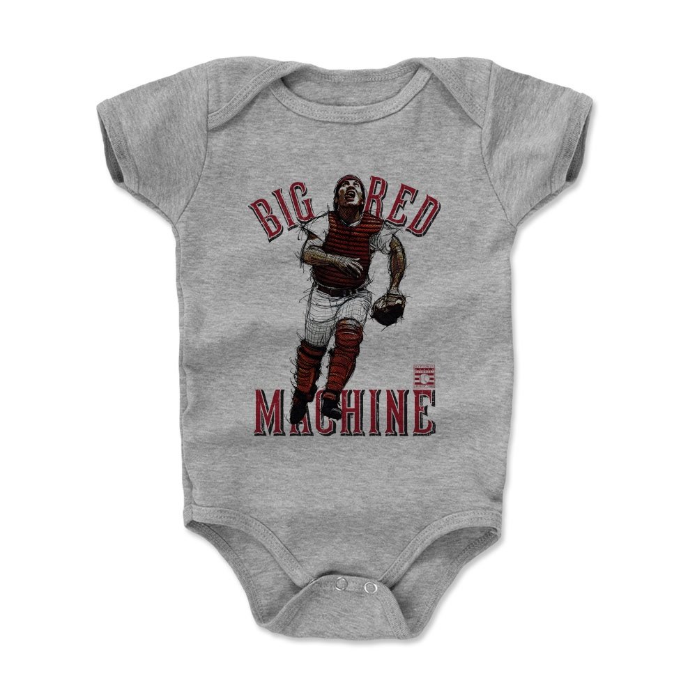 500 LEVEL Johnny Bench Baby Infant One Piece Bodysuit (18M, Heather Gray) - Johnny Bench Big Red R