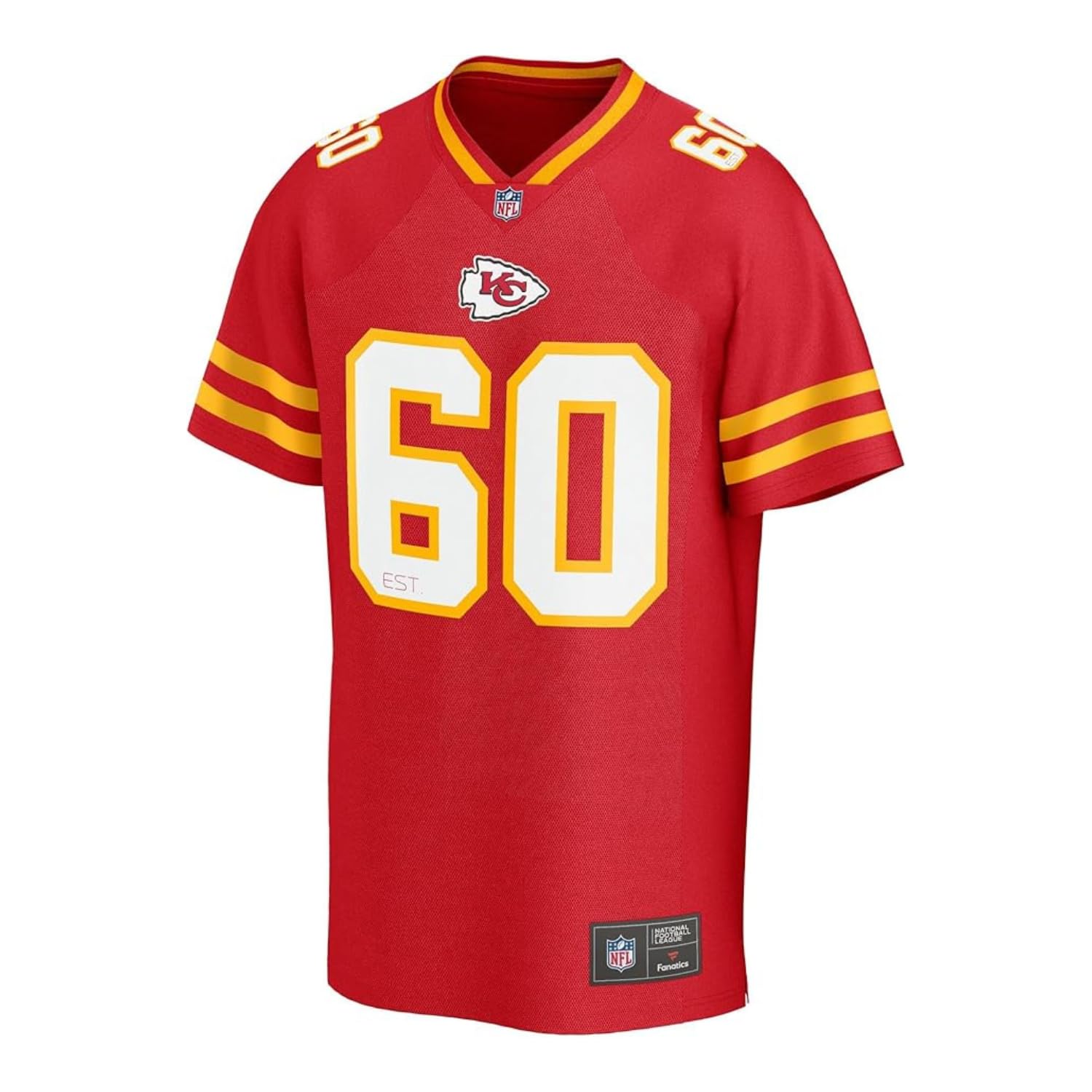 Kansas City Chiefs Trikot – Offizieller NFL Fanartikel – Beiges Jersey mit Chiefs-Logo & #60 – atmungsaktives & bequemes Material