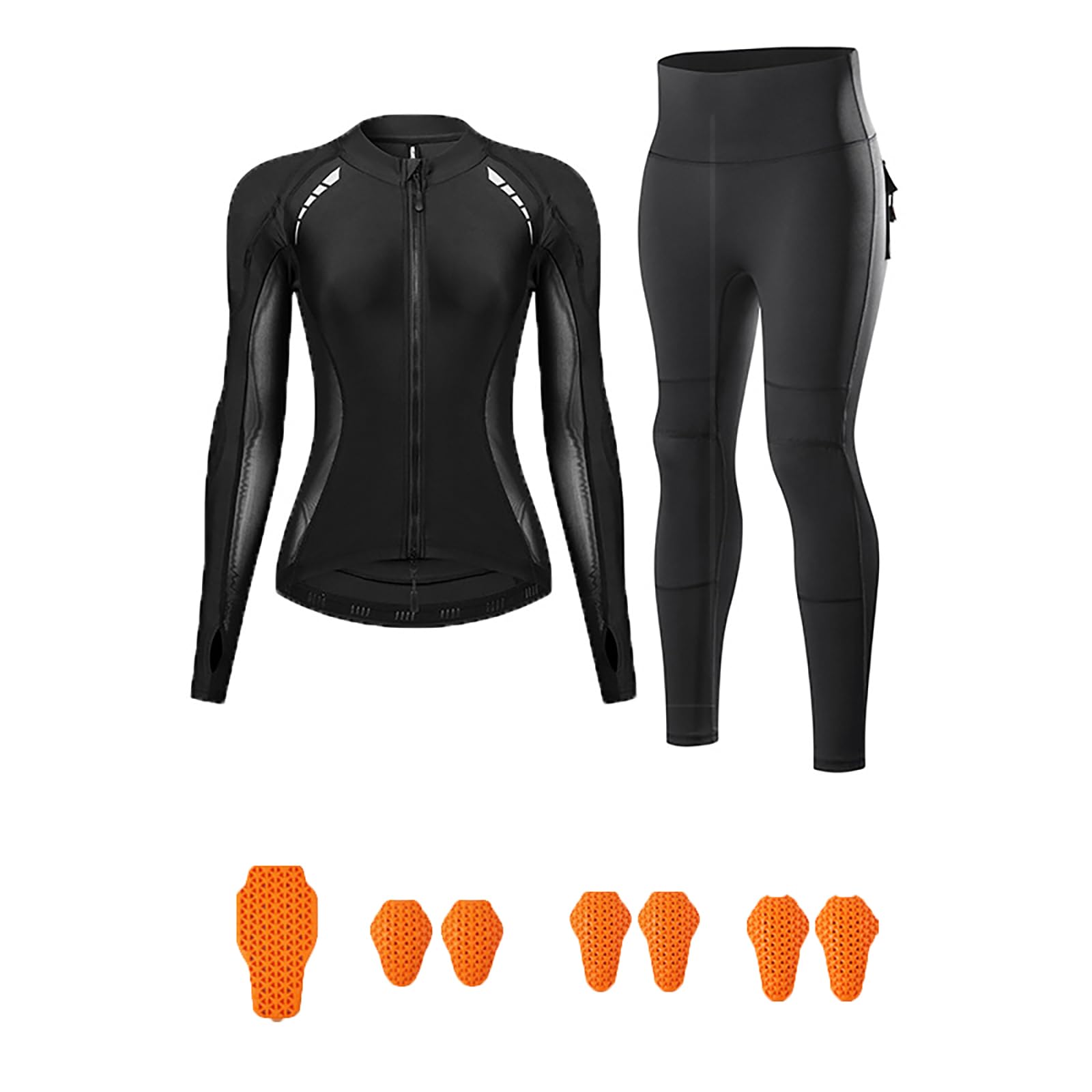 ARMAAN Set Protezioni Moto Donna – Maglia E Leggings In Mesh Elasticizzato Traspirante, Protezioni CE Rimovibili, Dettagli Riflettenti Per Motociclista Donna