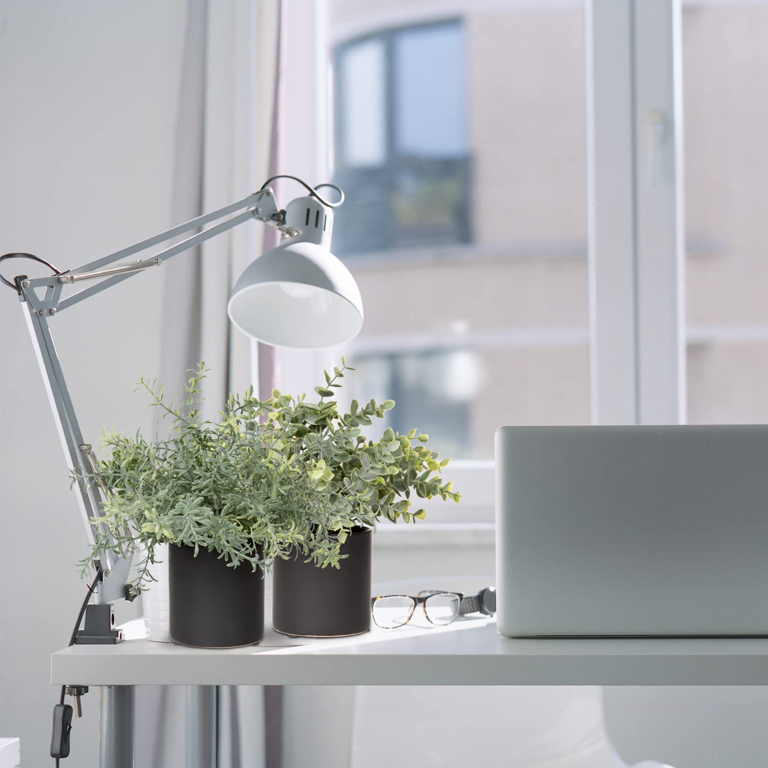 Oairse Fake Plants Set of 3 Artificial Plant in Ceramic Pot Small Artificial Plants Indoor Eucalyptus Rosemary Faux Plant Potted for Home Living Room Bedroom Bathroom Living Room Desk Decor - Image 2