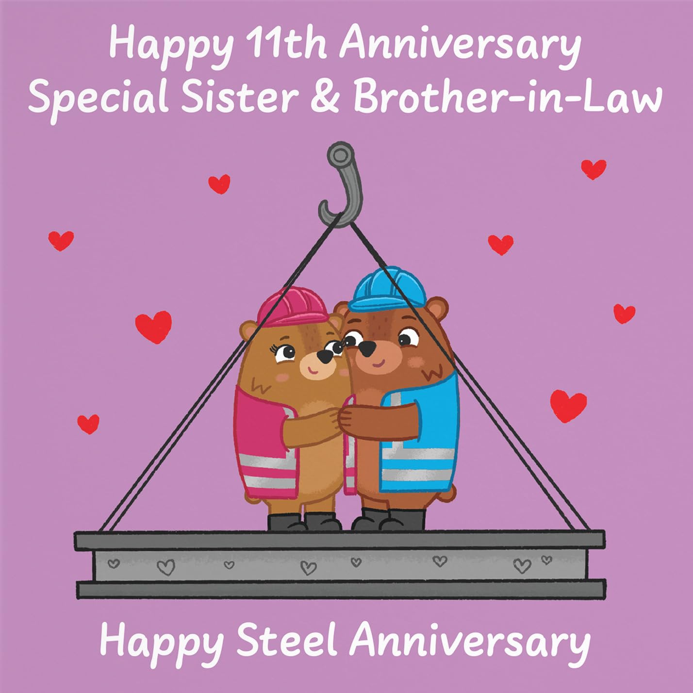 Hunts England, Sister And Brother In Law 11th Anniversary Card, Steel Anniversary, 11 Years - Image 2
