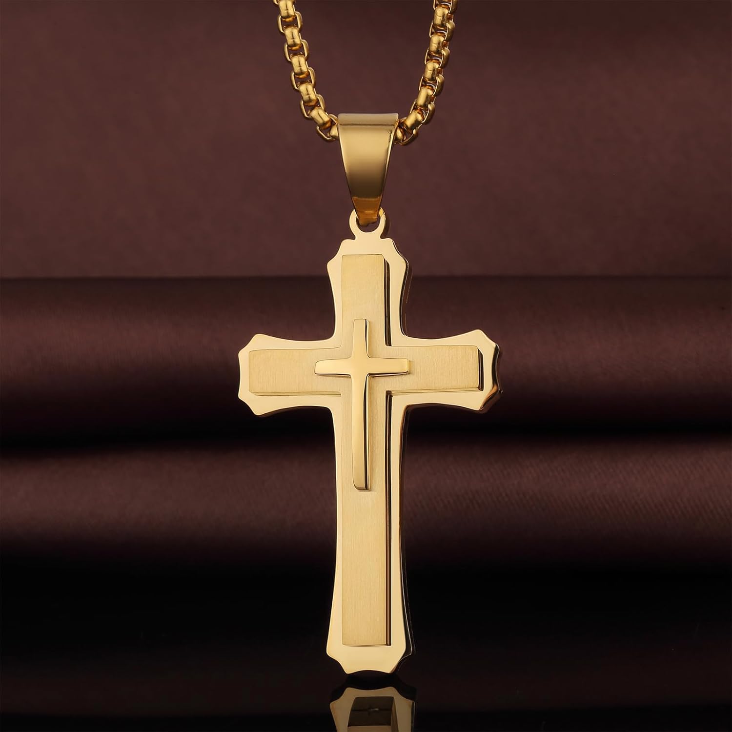 Men's Cross Necklace 316L Stainless Steel Large Cross Pendant Large Jesus Christ Necklace Jewelry 26 Inch - Image 4