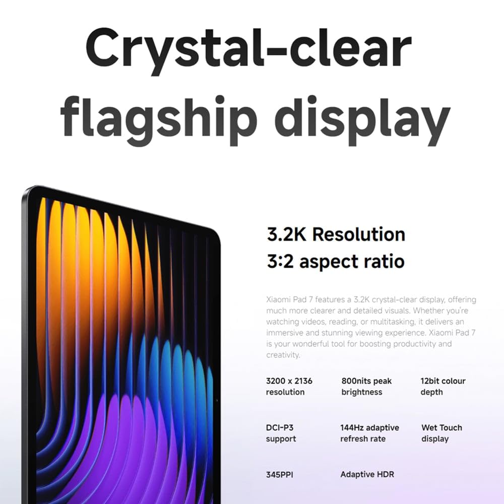XIAOMI Pad 7, 11", 3,2K, 144 Hz, 12 GB, 256 GB, 8850 mAh, 45 W, Snapdragon 7+, Gen 3, szary (ładowarka w zestawie)