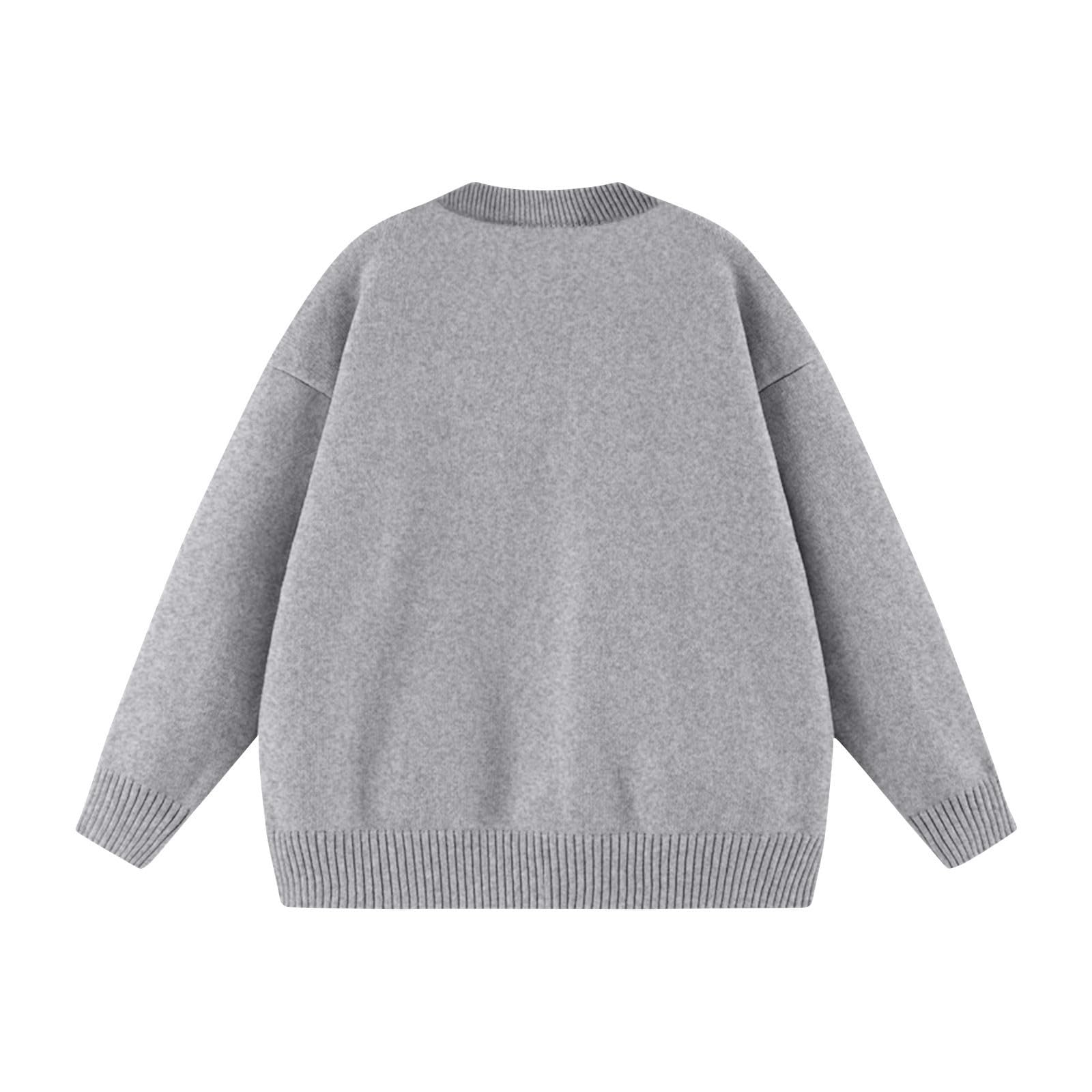 Suéteres de Navidad para mujer, cuello redondo, con estampado de cuernos sin libros, suéteres de Navidad para mujer, casuales, holgados, de punto acanalado, manga larga, divertidos, novedosos