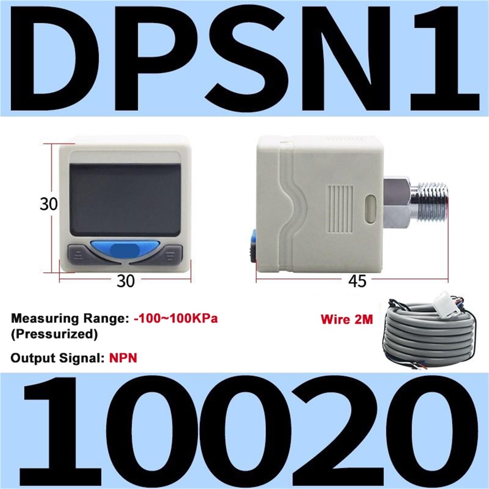Pressostat pneumatique électronique à affichage numérique, pression Positive/négative, DPSN1-01020(DPSN1-01-020(P))