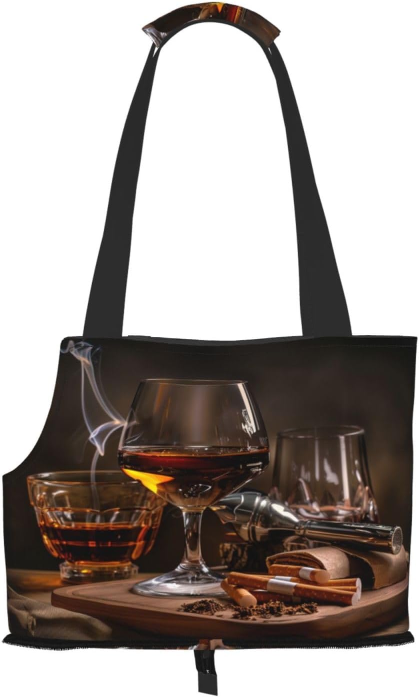 Alcohol and Cigarettes Dog Purse Carrier,Pet Tote Bag, Bag for Small Dogs Cats Puppy