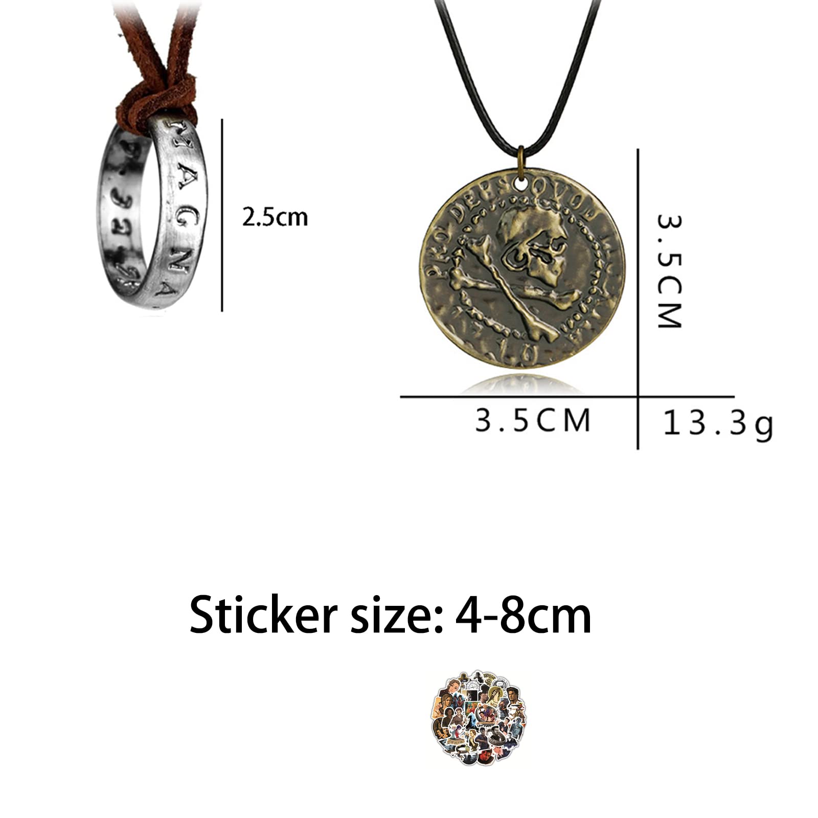 29 pezzi Uncharted 4 gioielli Drake inciso teschio bronzo moneta ciondolo collana portachiavi adesivo set anello ciondolo collana in pelle marrone bracciale uomo