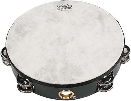 Remo 8 inch Fiberskyn Tambourine Double Jingle; Black; Age 12+