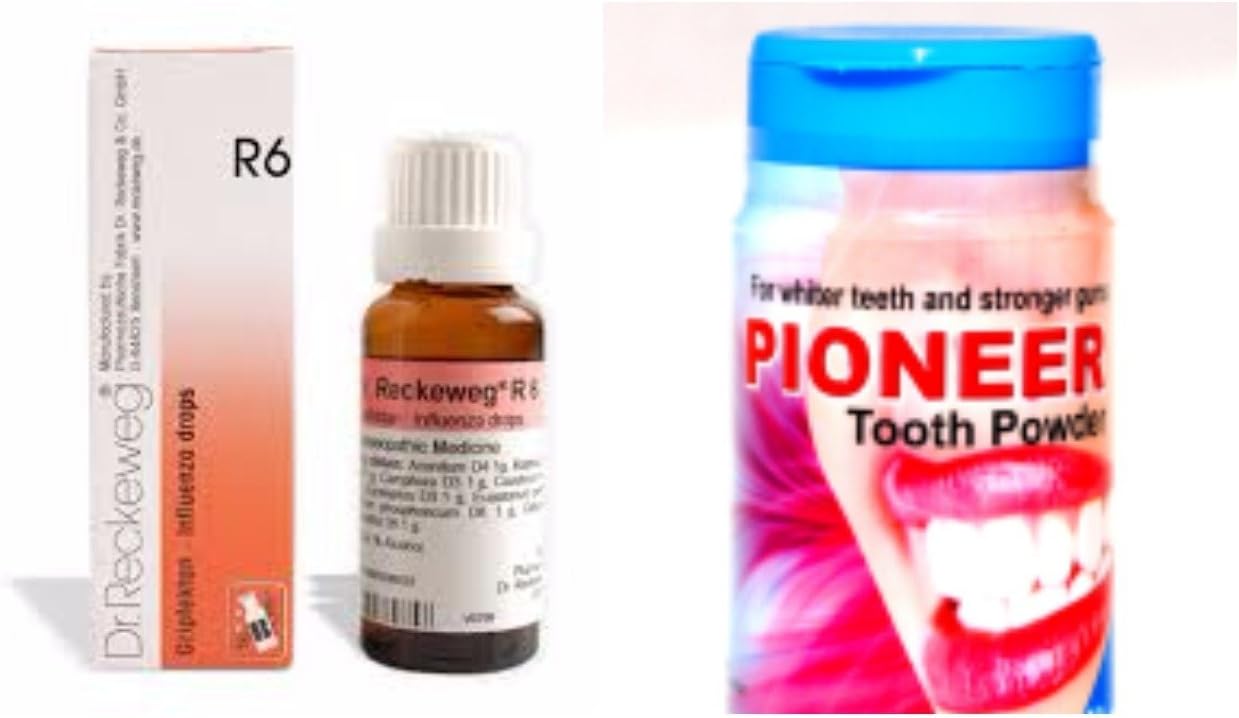 Bhargava Dr Reckeweg Germany R6 Influenza Drops 22ML Pack of 2 with Free Pioneer Tooth Powder