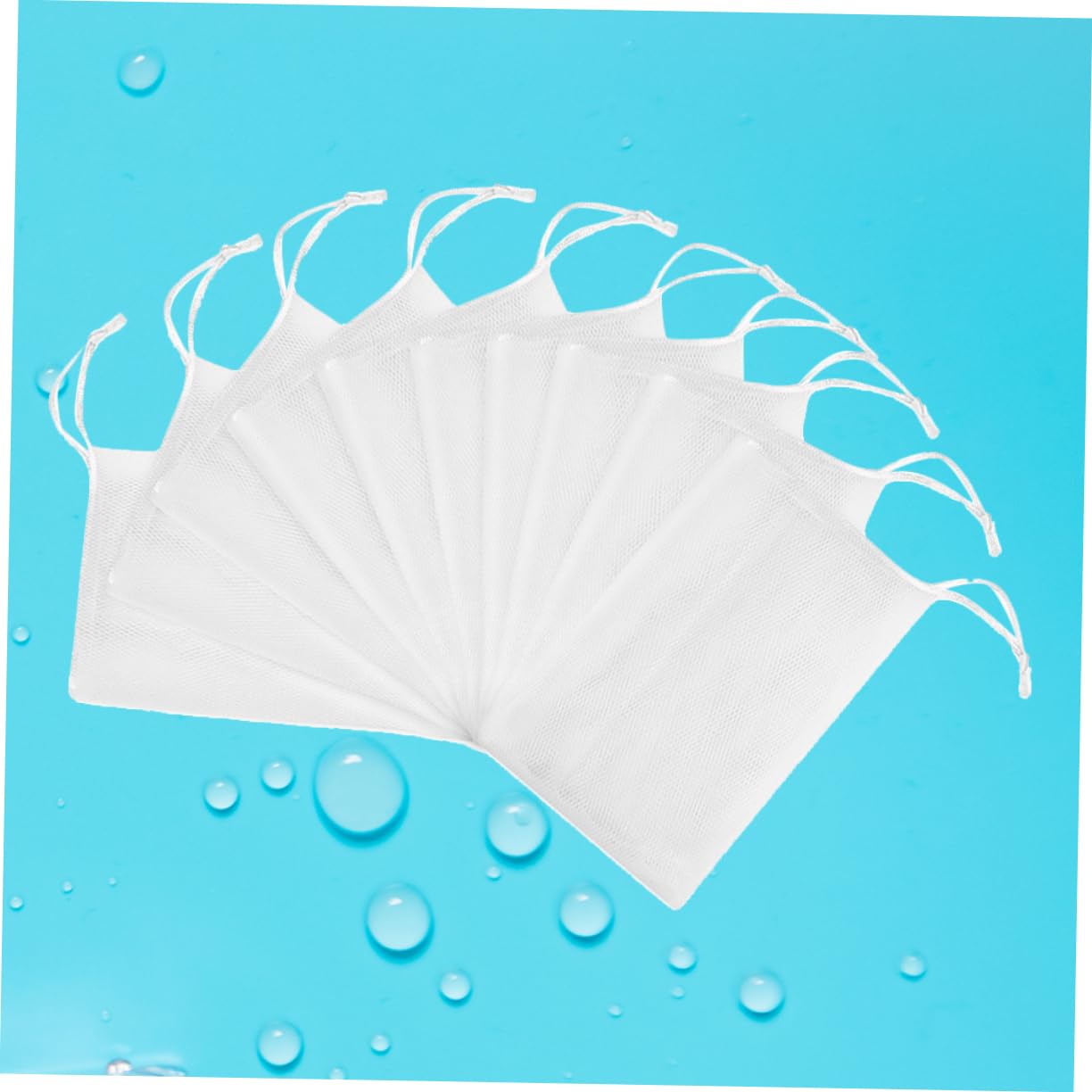 Beavorty 60pcs Foaming Net Soap Sack Drawstring Facial Body Cleansing Pouch Net Soap Bag Bubble Bag Save Utilization