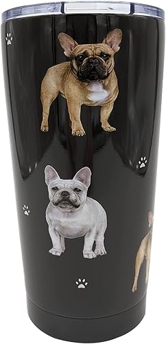 Miniatura 1 de PETBELLA French Bulldog - Vaso aislado con tapa, de acero inoxidable de 16 onzas, con aislamiento al vacío, doble pared, termo de viaje, diseño de