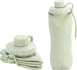 Garrafa De Água Dobrável Retrátil Silicone Portátil Compacta 600ml (Verde)