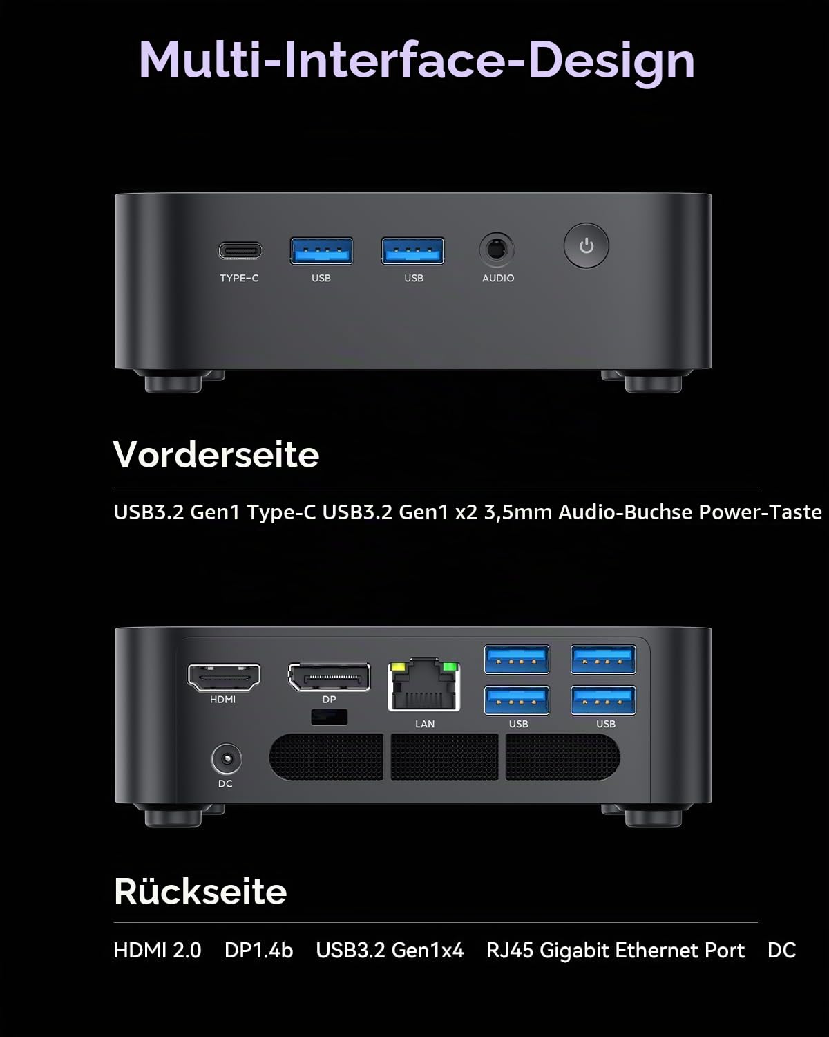 ACEMAGICIAN K1 Mini PC, Intel Lake-Ν95(Bis zu 3,4GHz) (Bis zu 3,7 GHz) Шin11 Pro,16GB DDR4 1TB SSD Micro Desktop Computer