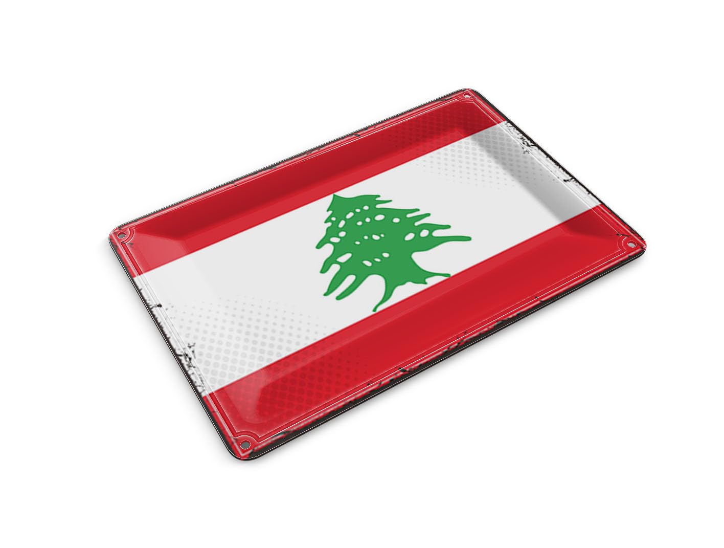 Femer Tin Postcard Lebanon Flag 14 x 10 cm Retro Flag of Lebanon Decorative Sign