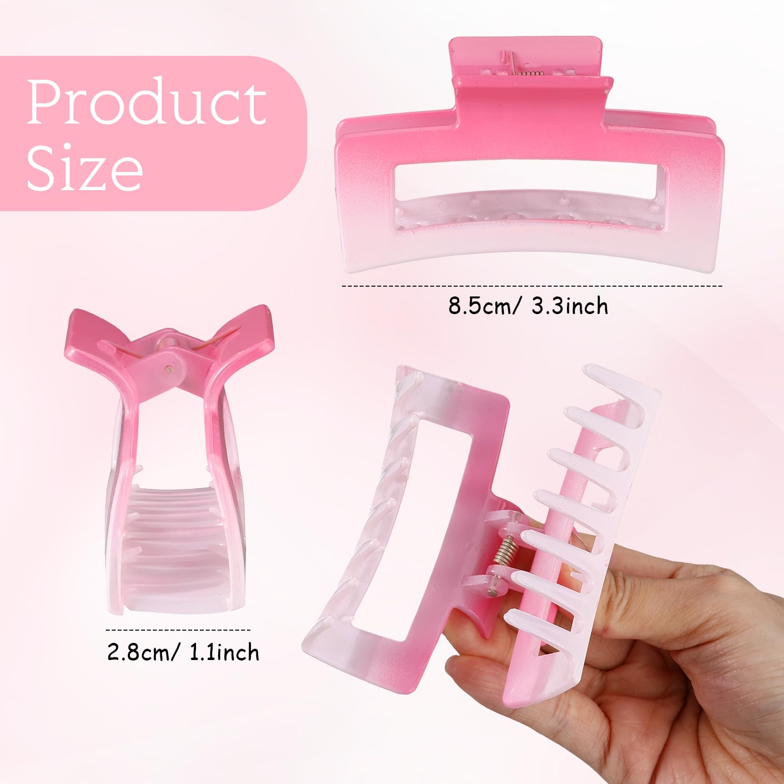 Hotop Juego de 50 pinzas cuadradas antideslizantes para el cabello, pinzas rectangulares coloridas, accesorios para el cabello para mujeres y niñas, cabello grueso a fino (color vibrante, 3.4