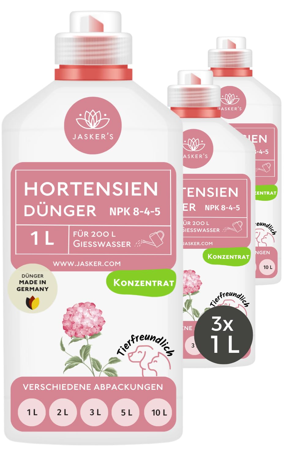 Hortensiendnger flssig 3 Liter (3x1L) - 100% Turbo Schnelldnger mit Guano  - Flssiger Organischer Hortensien Dnger - Flssigdnger fr Hortensien im  Kbel & Freiland - Dnger Hortensien : Amazon.de: Garten