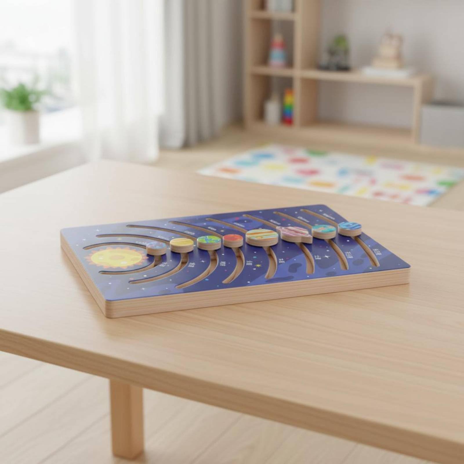 Puzzle Pianeti Gioco Didattico Solare Pianeti in Legno Passaggi Attivi Educativi Movimento Galattico Adatto a Bambini Sviluppo Apprendimento Scienza, Pianeti C