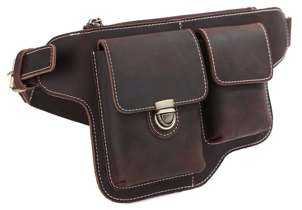 Buy Tiding Men's Leather Cool Fanny Packs Waist Bag Vintage Across