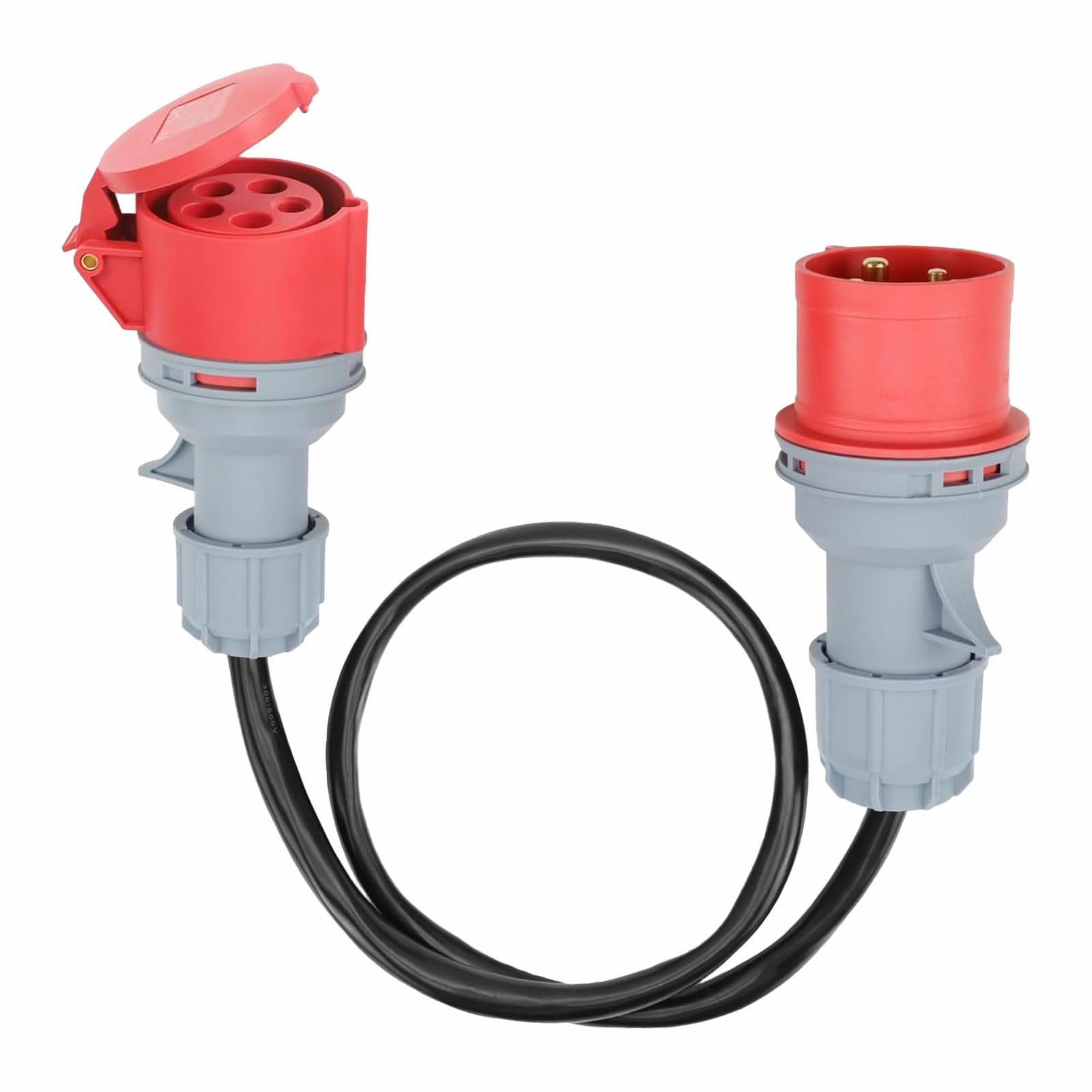 32 Amp Plug to 16 Amp Socket Adaptor, 100CM Length CEE Adapter IP44 5 Pin for EV Charger, 3-Phase 380V-415V CEE High Current for Adapter Outdoor Caravan