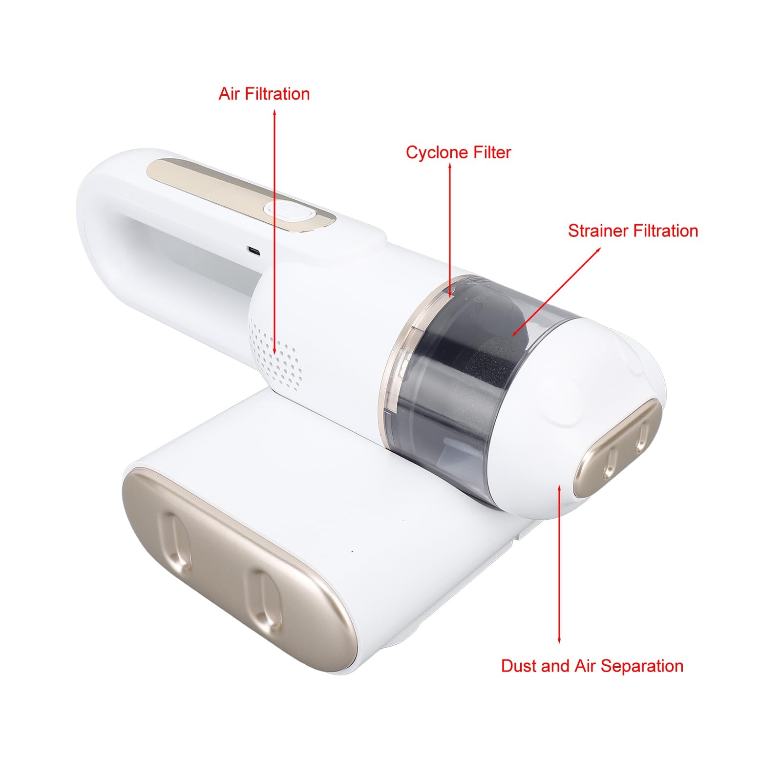 Acouto Bed Cleaner 6 Speed ​​Digital Display 10kPa Wysokie Ssanie Ręczne Głębokie Odkurzacz Mattr 100W Potężny, Który z łatwością do Włosów, Inne Zapewniające Szczepienia Próżniowe