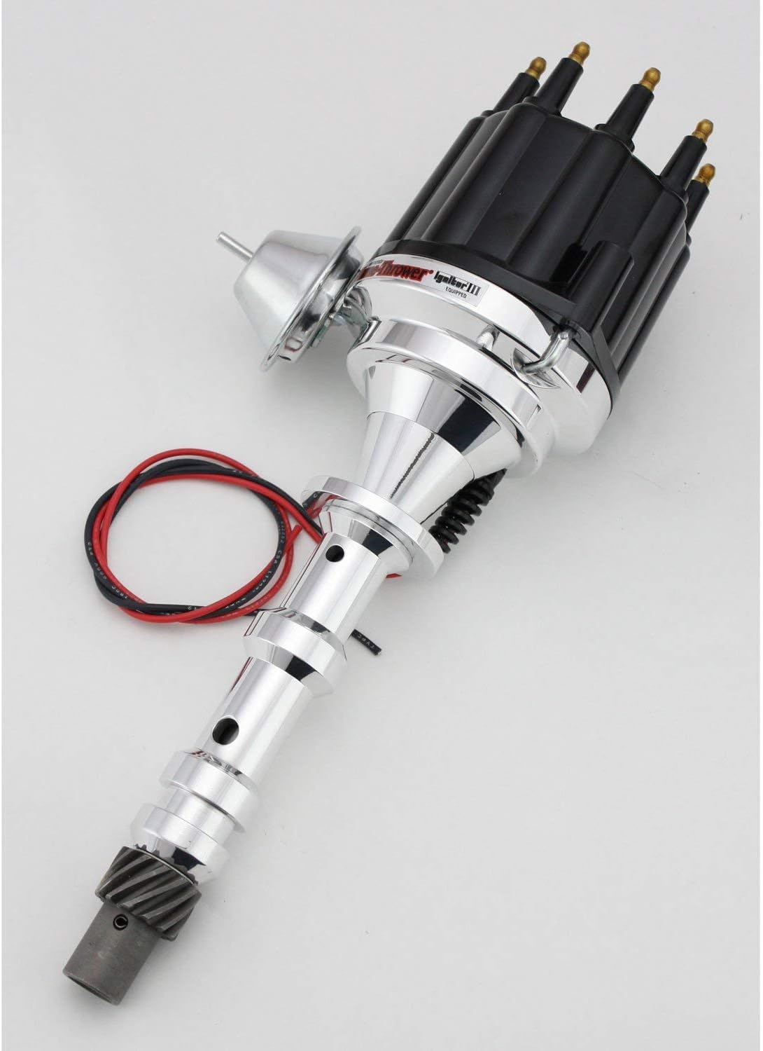 Pertronix D7101710 Flame-Thrower Vacuum Advance Black Male Cap Billet Electronic Distributor with Ignitor III Technology for Chevrolet 409