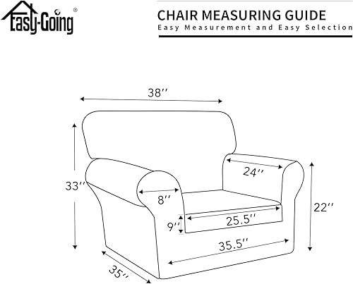 Miniatura 6 de Easy-Going Funda de silla 100% impermeable doble, elástica, suave, para perros, funda de sofá para 1 cojín separado, protector de muebles a prueba