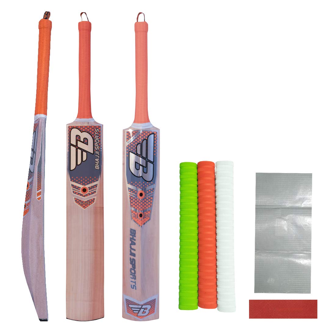 Kashmiri Willow Cricket BAT Elite Size-5, BHAJJI BAT Grip Spring Set of 3 and BAT Care KIT Including Fibre Tape Along with Toe Guard-image-14