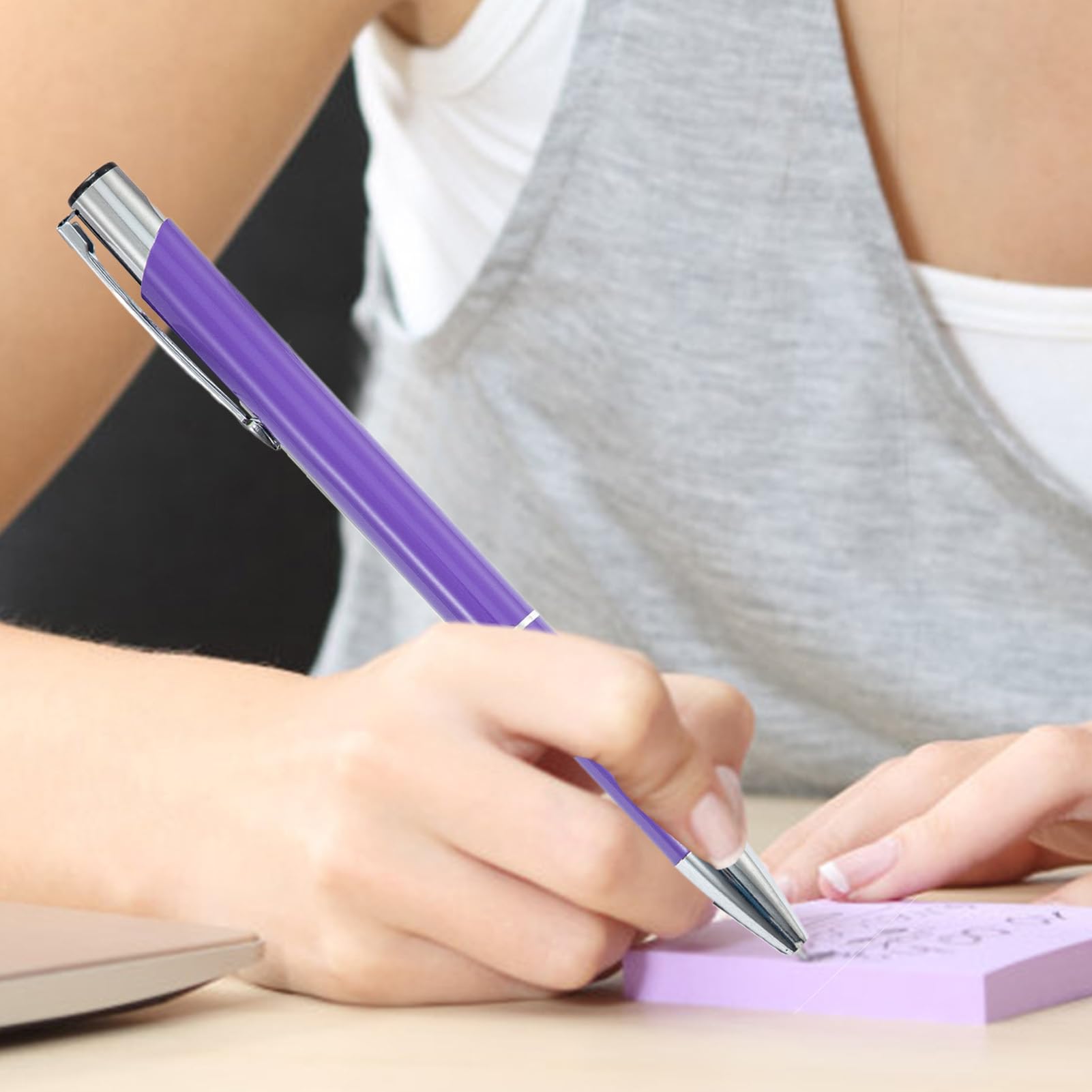 Penne Executive – 50 penne a scatto in metallo – multifunzione con clip argentata, cancelleria alla per studenti, insegnanti, professionisti, riunioni, diari di nozze