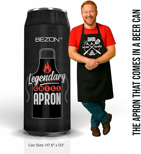 Miniatura 3 de Divertido delantal de parrilla para hombres  Embalaje de regalo de lata de cerveza  Divertido regalo de barbacoa para papá, marido o amigo  Lona