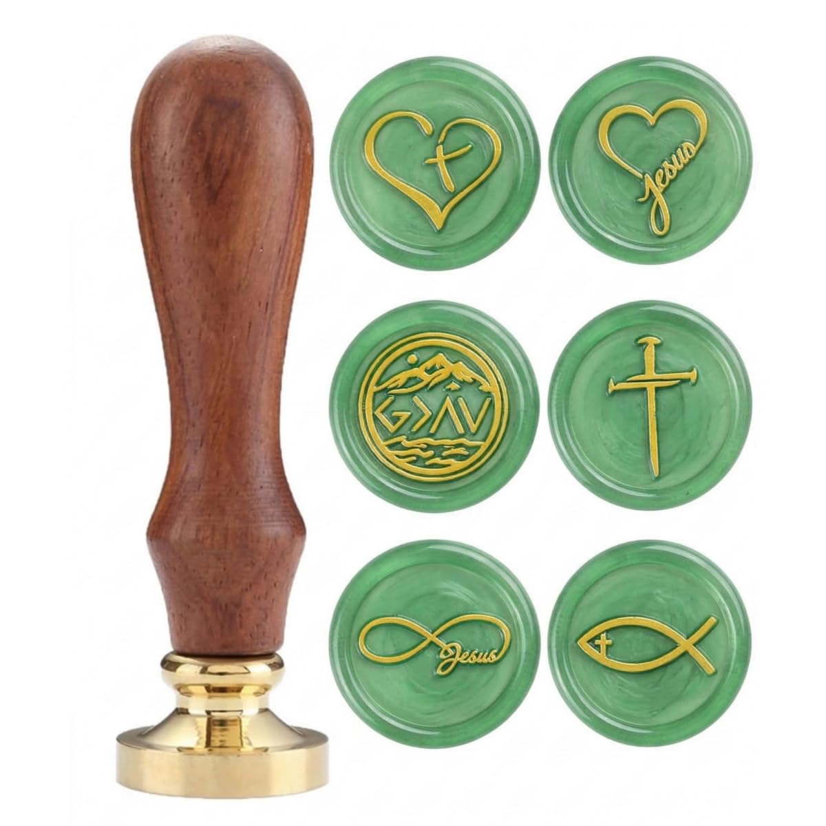 Jesus Wax Seal Stamp - Sacred Symbol for Envelopes, Invitations, Crafts - Premium Quality Brass Seal - Ideal Gift for Christians (Christ 6 Patterns)