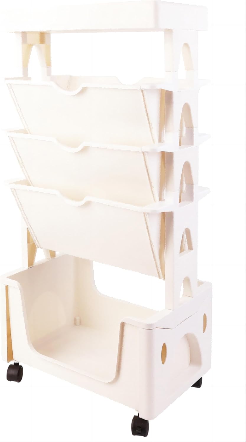 Amazon.com: RYIDA Rolling Bookshelf, 5 Tier Removable Movable Bookcase ...