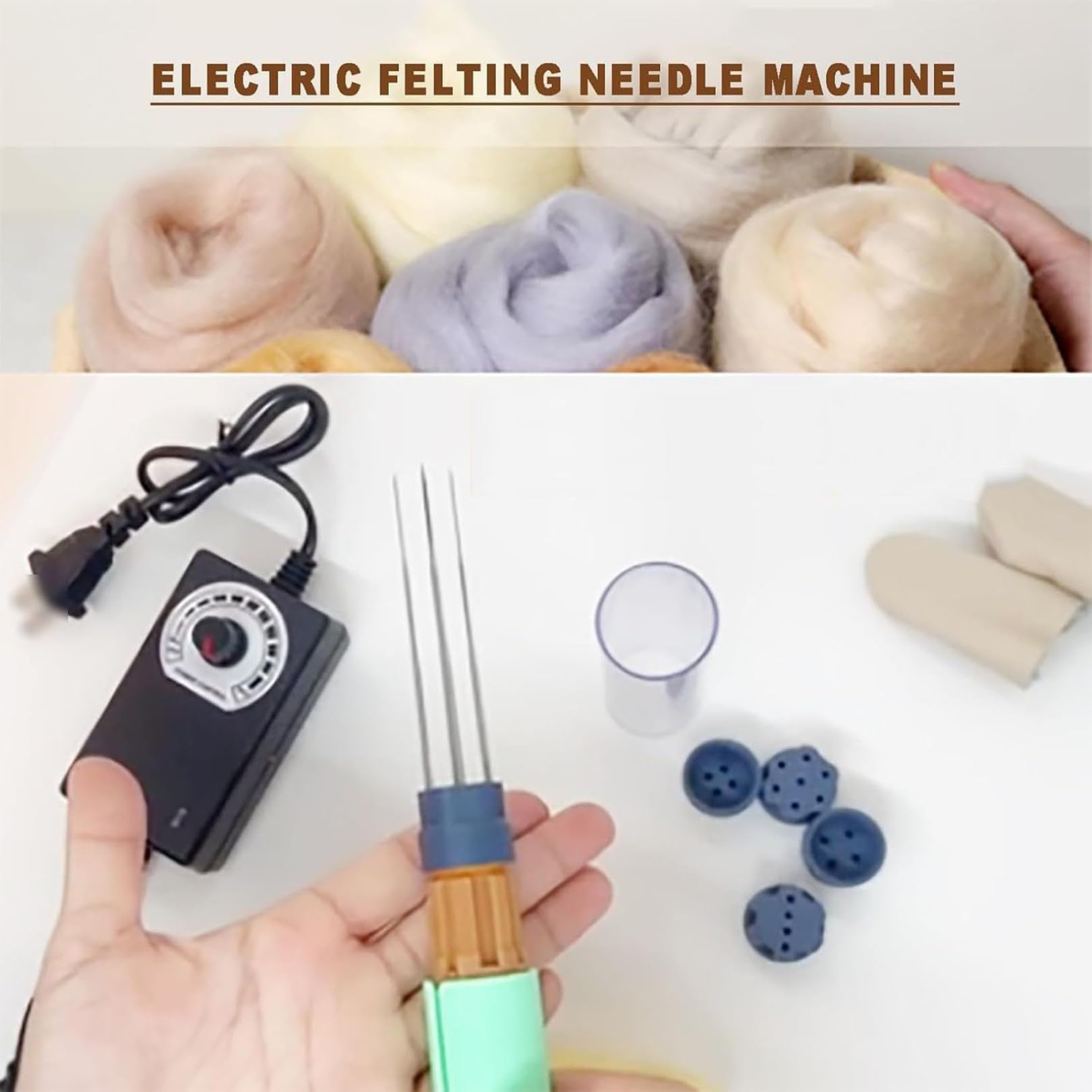 Herramienta Eléctrica Para Fieltro de Lana, Kit de Máquina de Aguja de Fieltro Eléctrica, Cambio de Aguja Fácil, Carrera de 2 Cm, Para Pintura de Lana Diy y Trabajo Artesanal en Fieltro