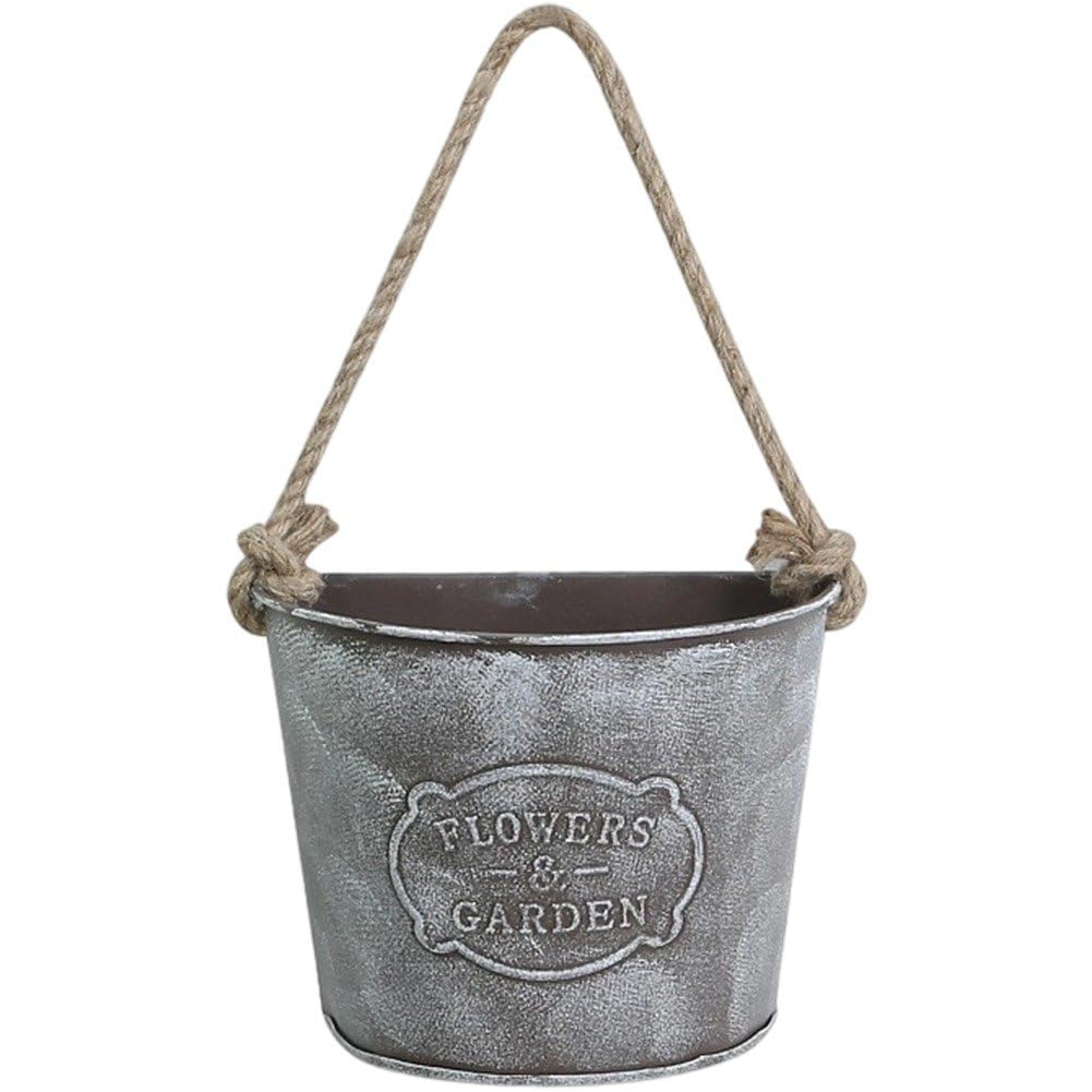 Luxylei Wall Mounted Planter Vintage Hanging Flower Pot Metal Iron Fence Planter for Outdoor Plants Wall-mounted Flowerpot Rustic Metal Flower Bucket