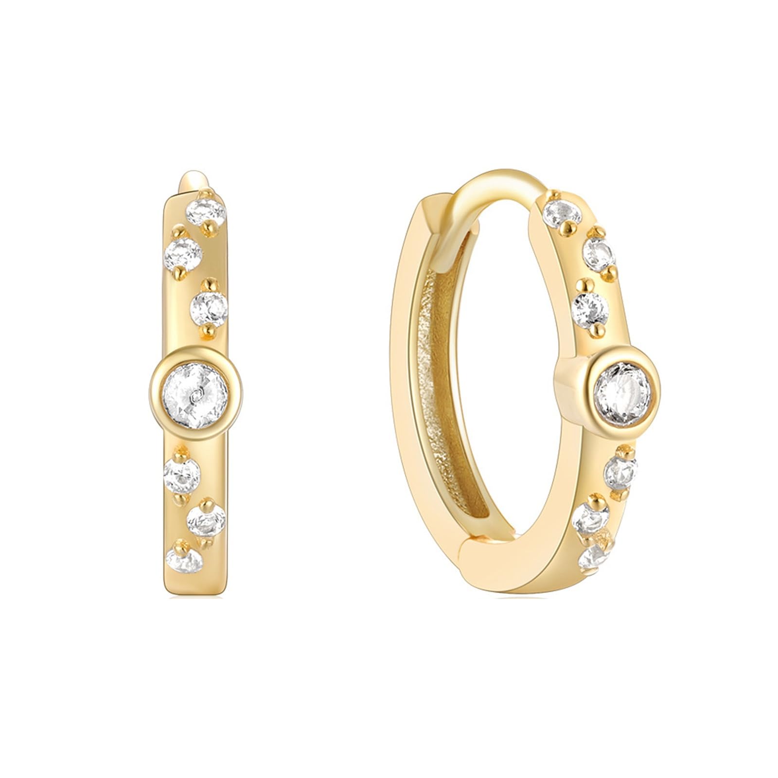 Orecchini Argento 925 Donna Zircone Intarsiato Oro Orecchini Da Donna A Cerchio