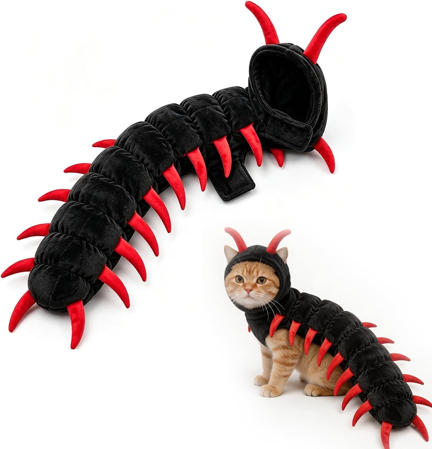 Cat Centipede Costume, Halloween Pet Fancy Dress, Funny Bug Outfit, Red