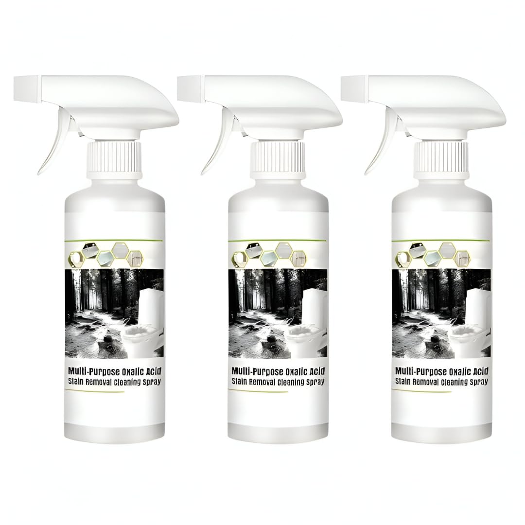 Oxalic Toilet Cleaner, Multi-Purpose Oxalic Cleaner, Oxalic Stain Removal Spray for Tiles, Sink, Bathroom, Floors & Hard Surfaces, Easy-to-Use Spray Bottle for Household Surface Cleaning, 3x200ml