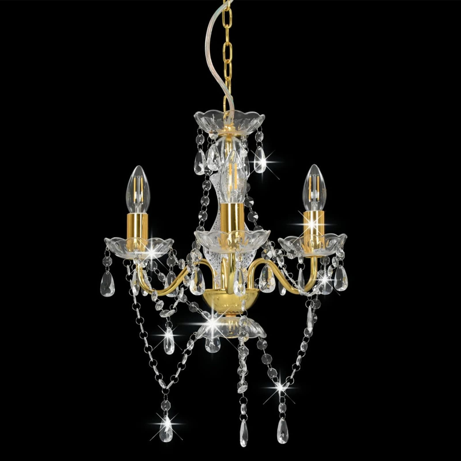 Rantry Kronleuchter mit Perlen Golden Rund 3 x E14 Lampen