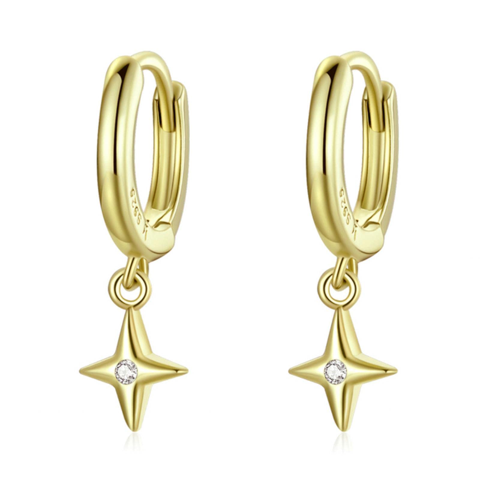 Orecchini A Bottone Stella E Luna LOKILOKI - Argento 925 Con Cristallo - Regalo Donna