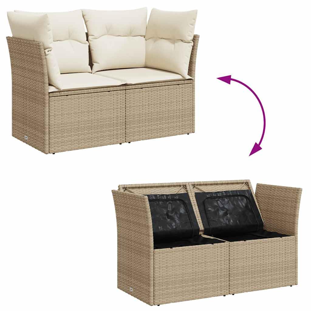 vidaXL Divano da Giardino con Cuscini a 2 Posti Beige in Polyrattan